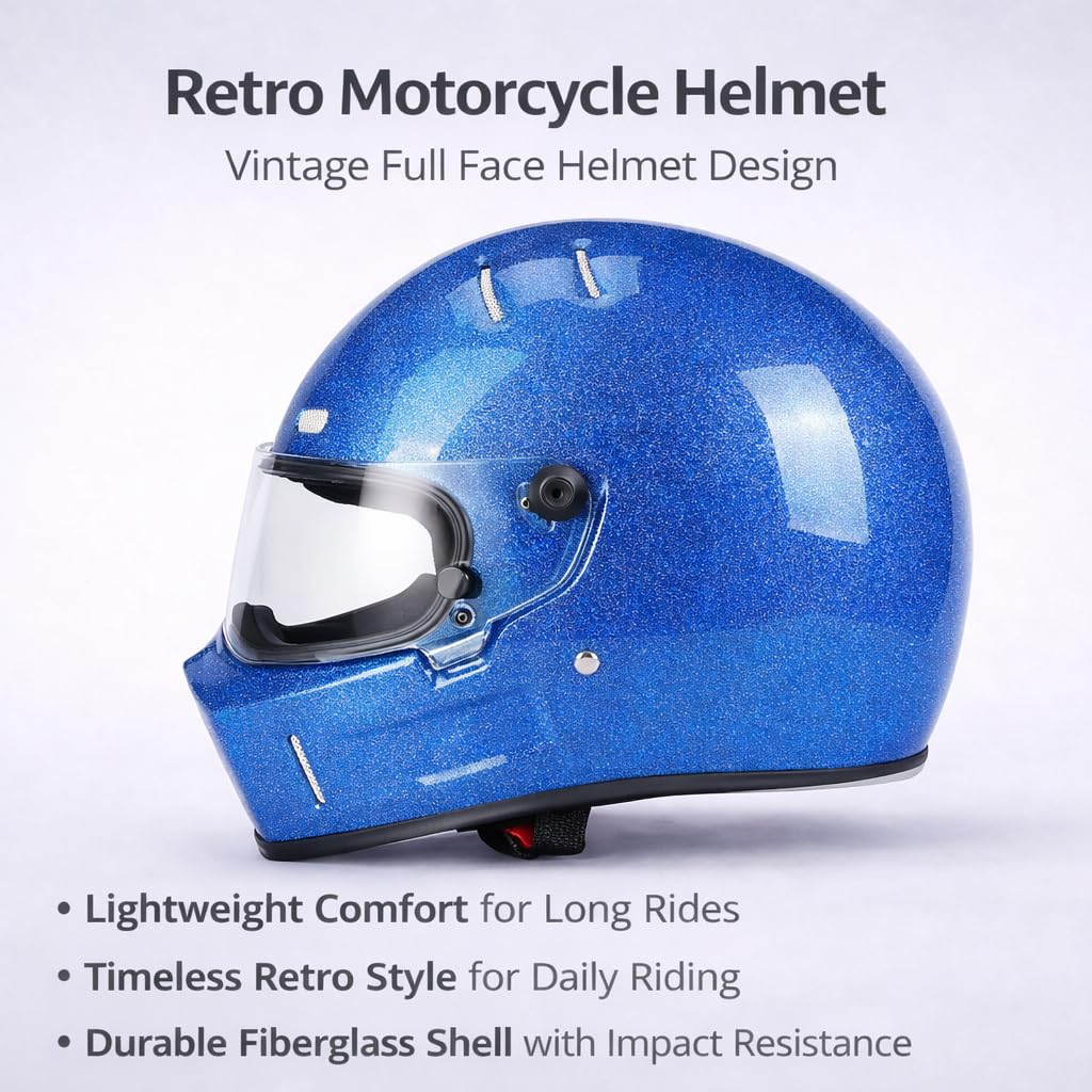DOT Approved Fiberglass Full Face Motorcycle Helmet with Clear Visor S842