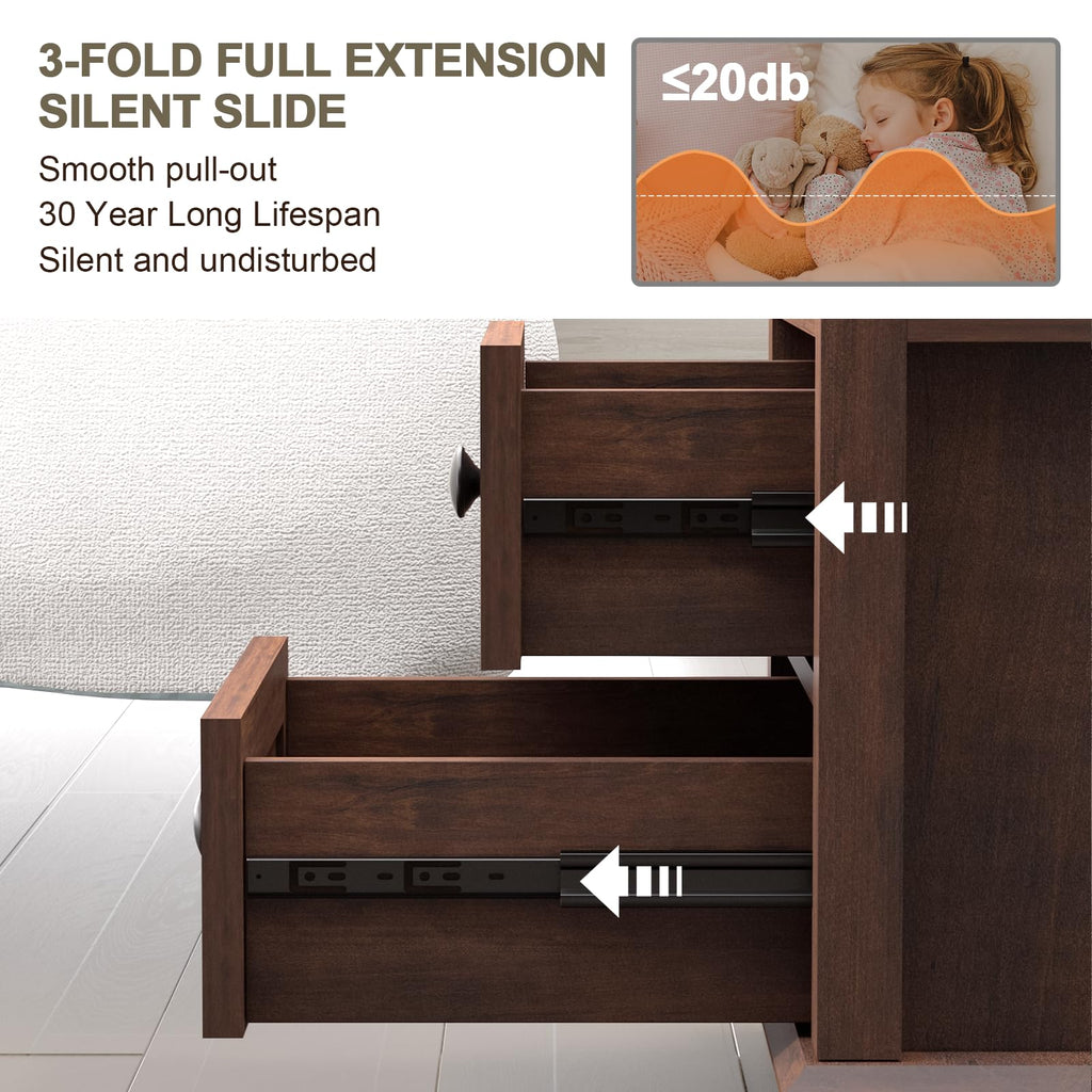 24" Tall End Table with Charging Station & 2 Drawers I584044