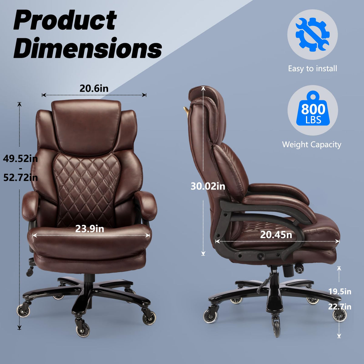 Big and Tall Office Chair with Adjustable Headrest H7304