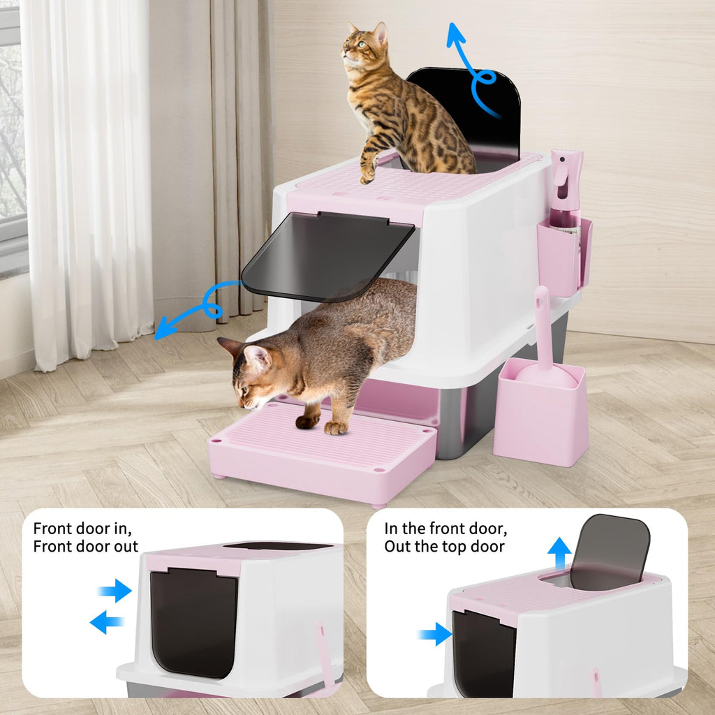 Stainless Enclosed High-Sided Covered Litter Box K651250