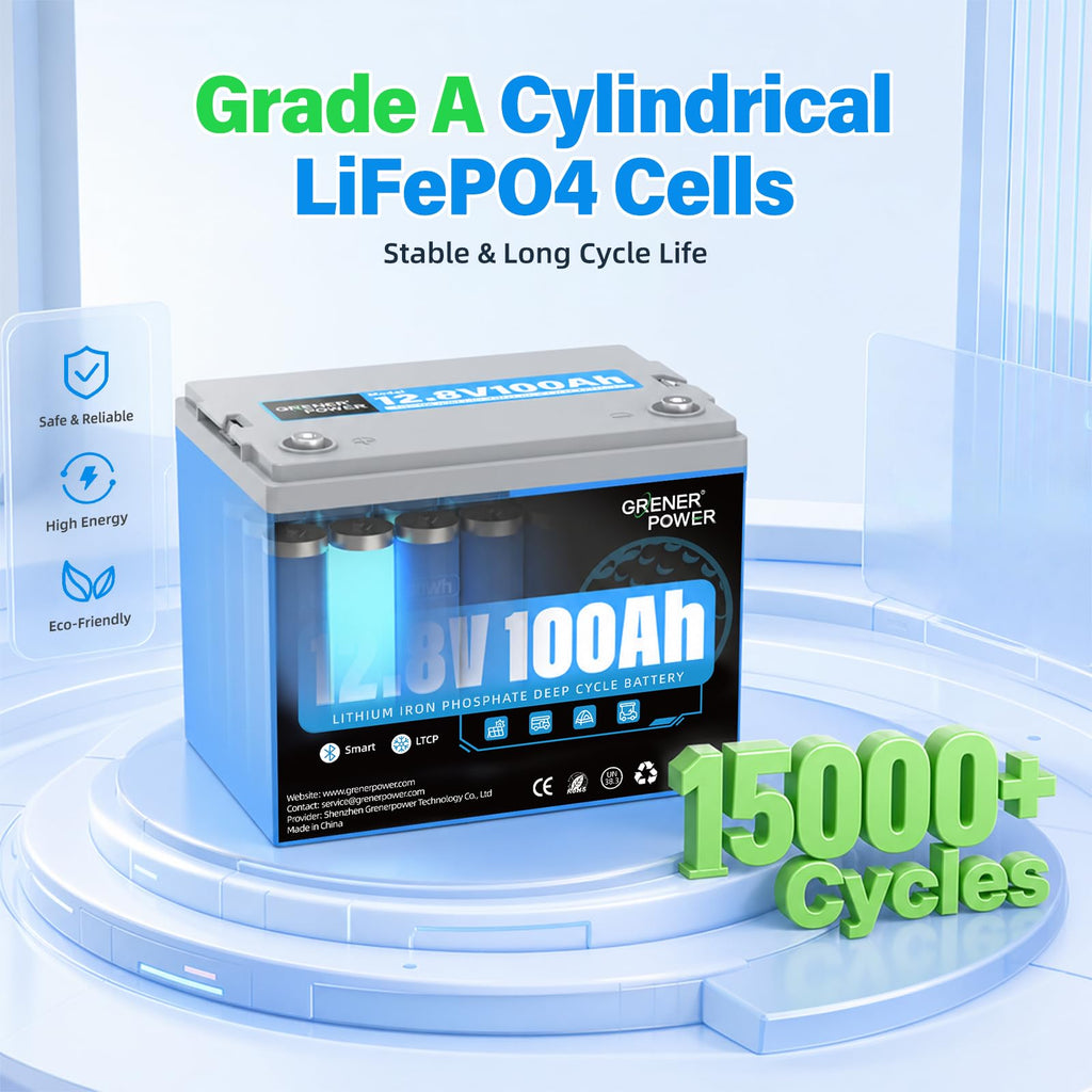 12.8V 100Ah LiFePO4 Battery with 150A BMS O906