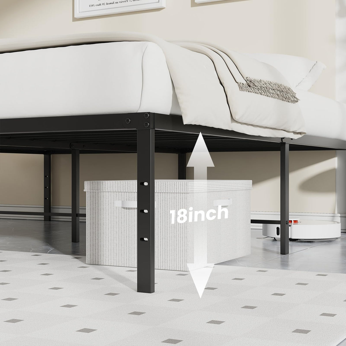 Queen Size 18 Inch Metal Platform Bed Frame U46434