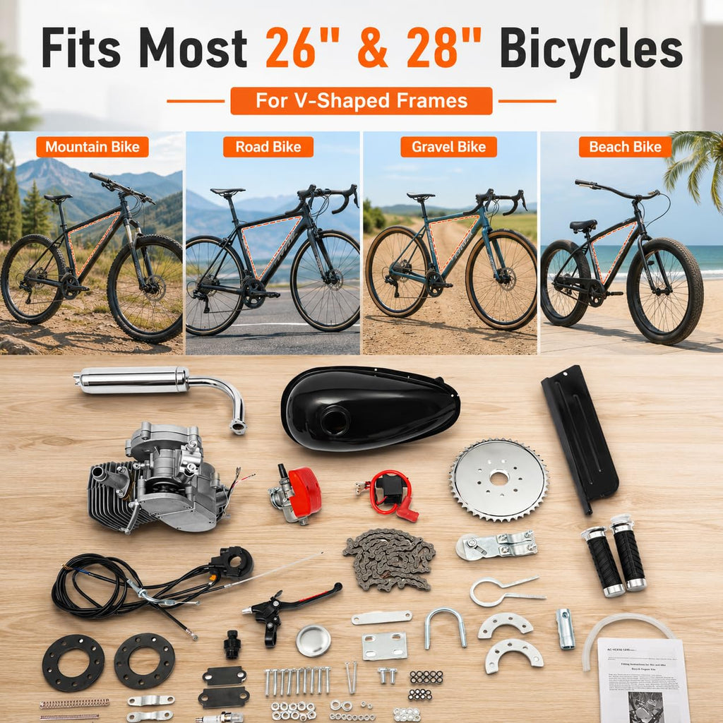 2-Stroke 100cc Gas Bicycle Engine Kit with 44 Tooth Sprocket E262