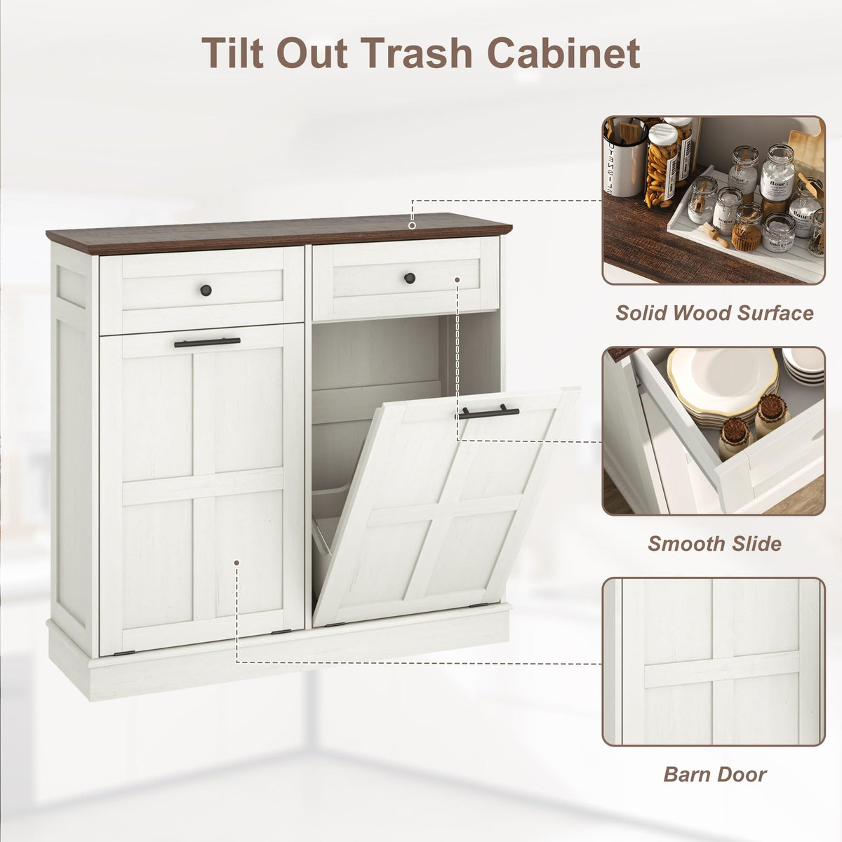13 Gallon Double Tilt-Out Trash Can Cabinet Z14519