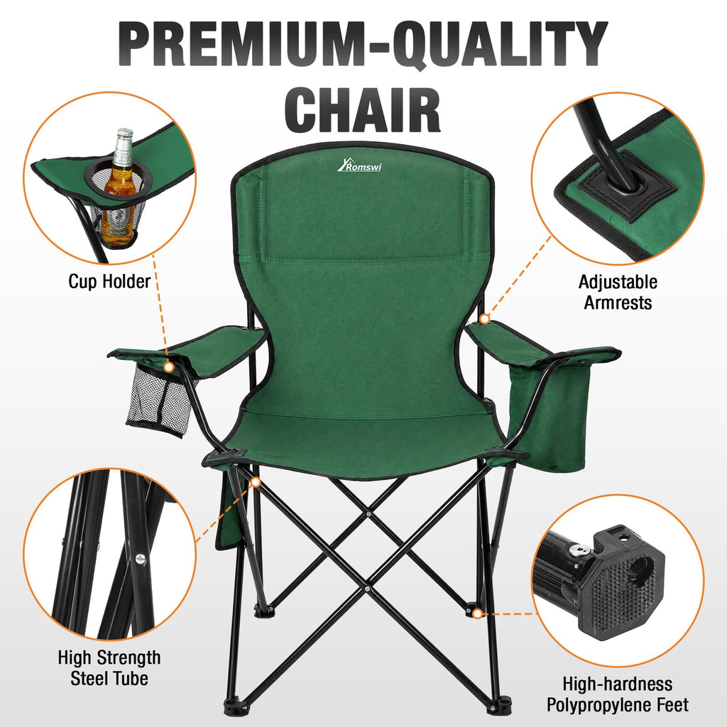2 Pack Heavy Duty Folding Camping Chair with Cooler Bag K9754