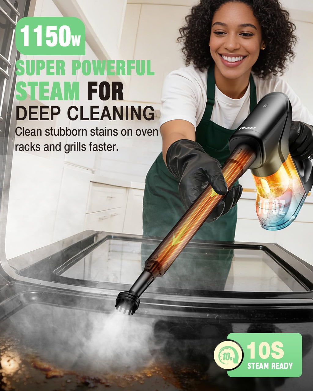 14-in-1 Lightweight Detachable Handheld Steam Mop Black M627953