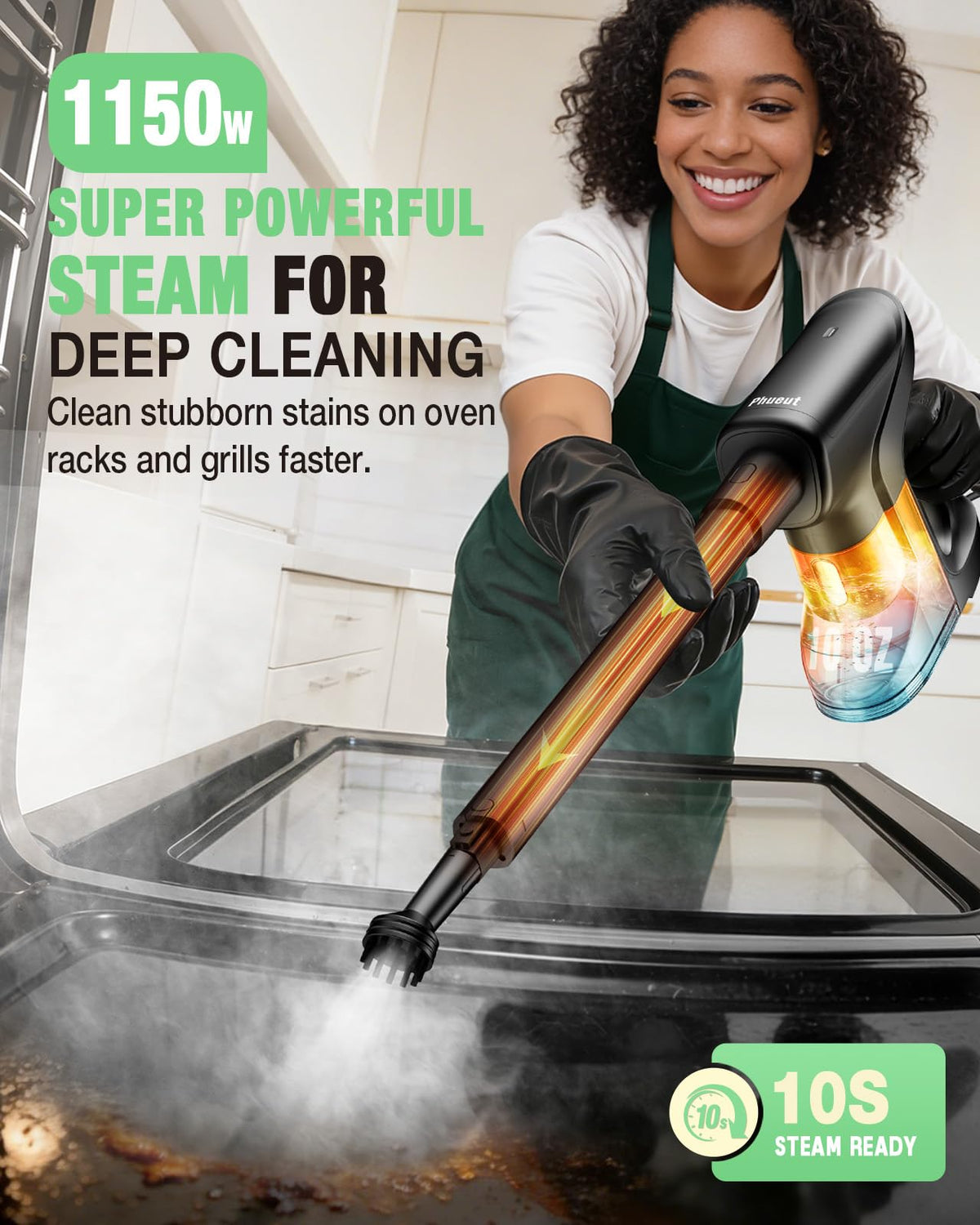 14-in-1 Lightweight Detachable Handheld Steam Mop Black M627953