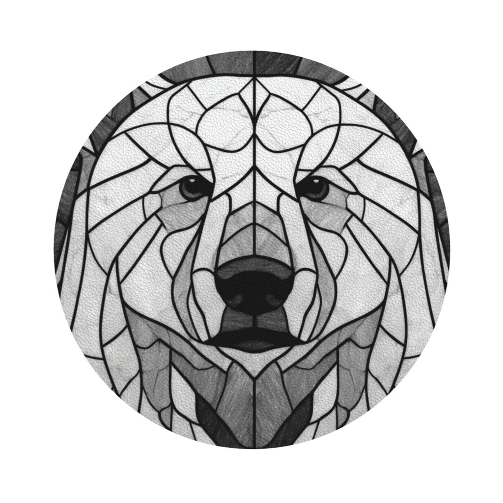 Black and White Bear Leather Coasters Set of 4 W8780