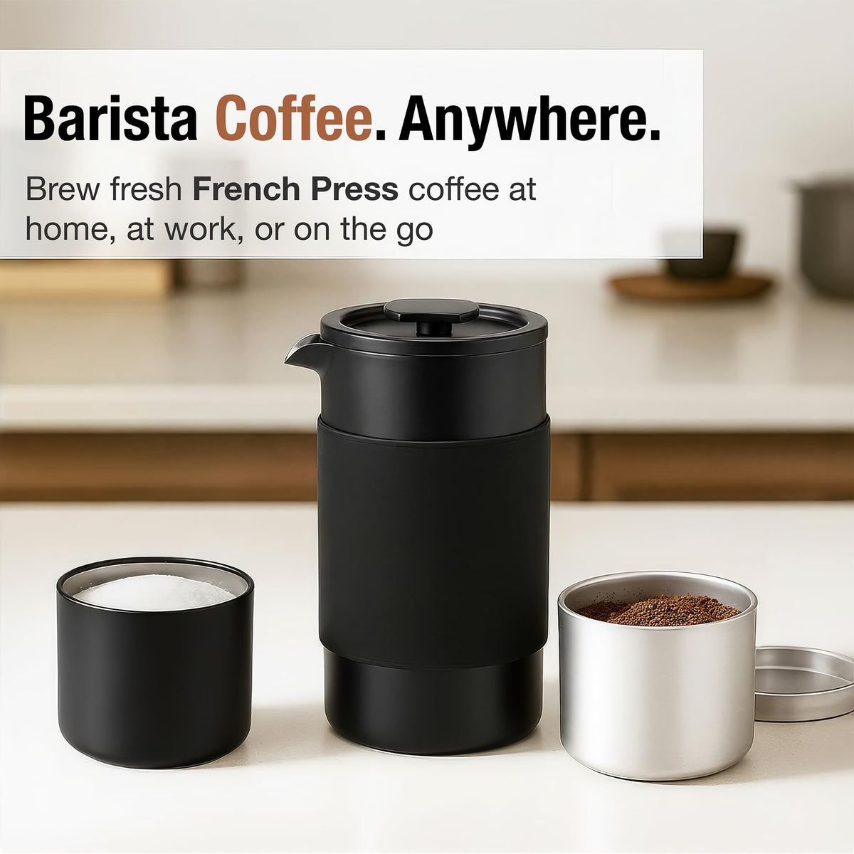 12 oz Double Wall Insulated Travel French Press Coffee Maker Set J868399