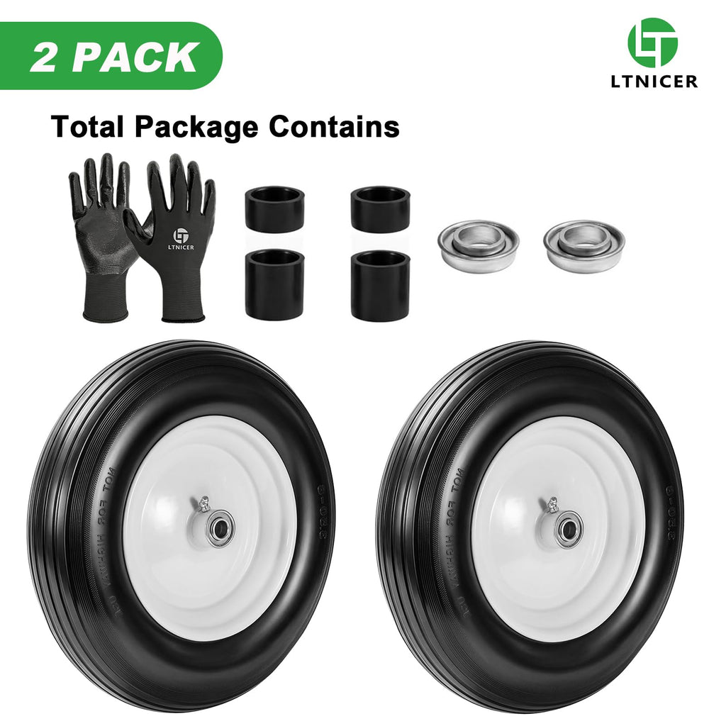 14.5" Flat Free Wheelbarrow Tire with 3/4" & 5/8" Bearing H970828