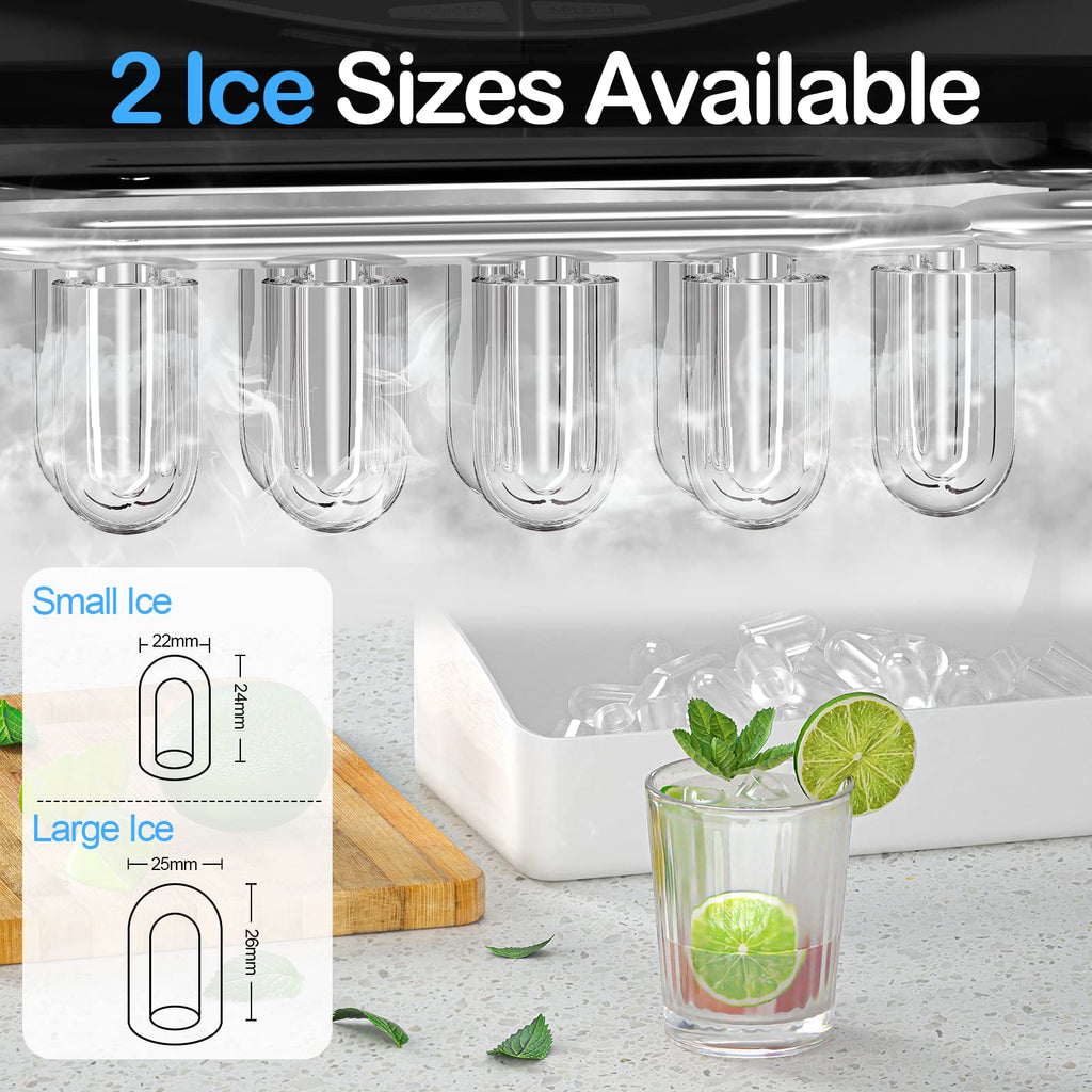 Black Countertop Ice Maker with Scoop and Basket P881