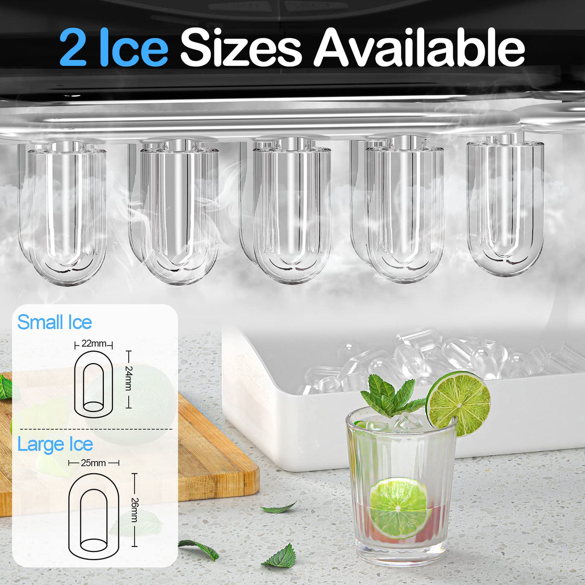 Black Countertop Ice Maker with Scoop and Basket P881