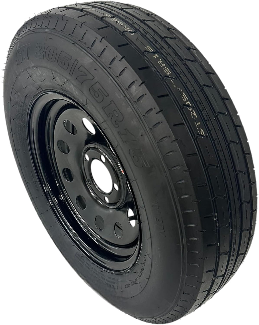 ST205/75R15 Trailer Tire on Rim Load Range C 6 Ply 5 Lug Black Wheel J5823