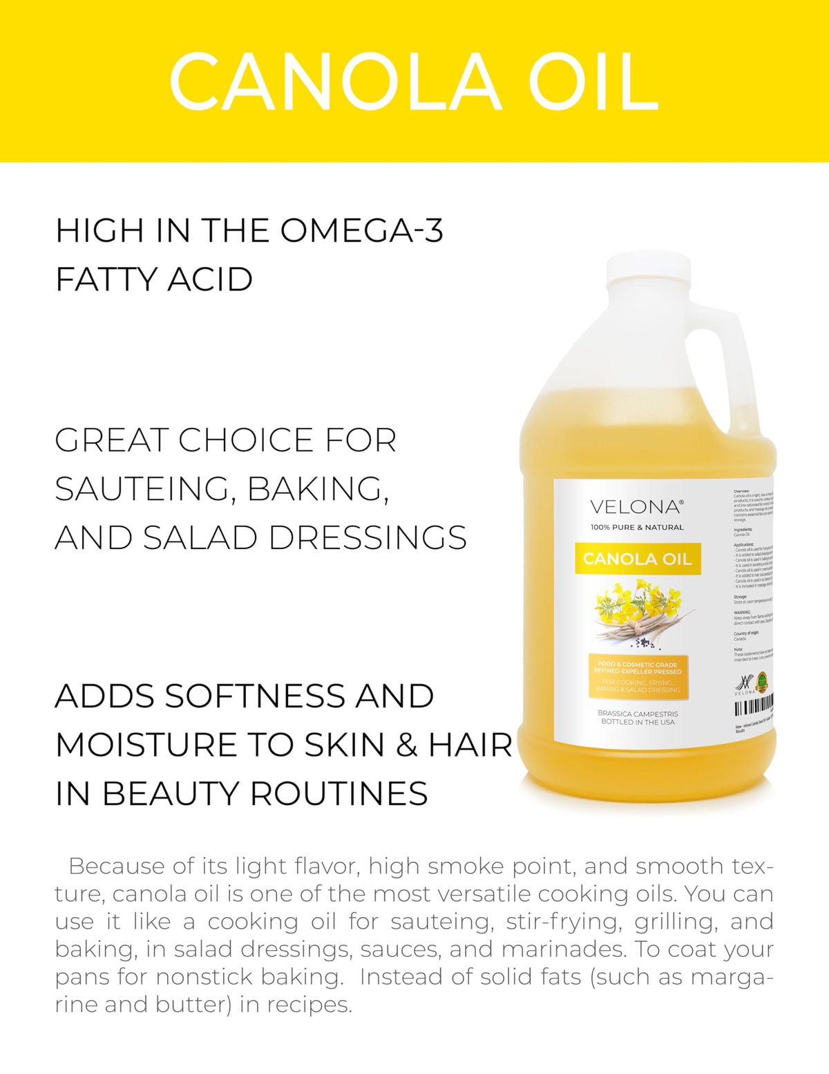 Canola Seed Oil 64 fl oz Expeller Pressed N72136
