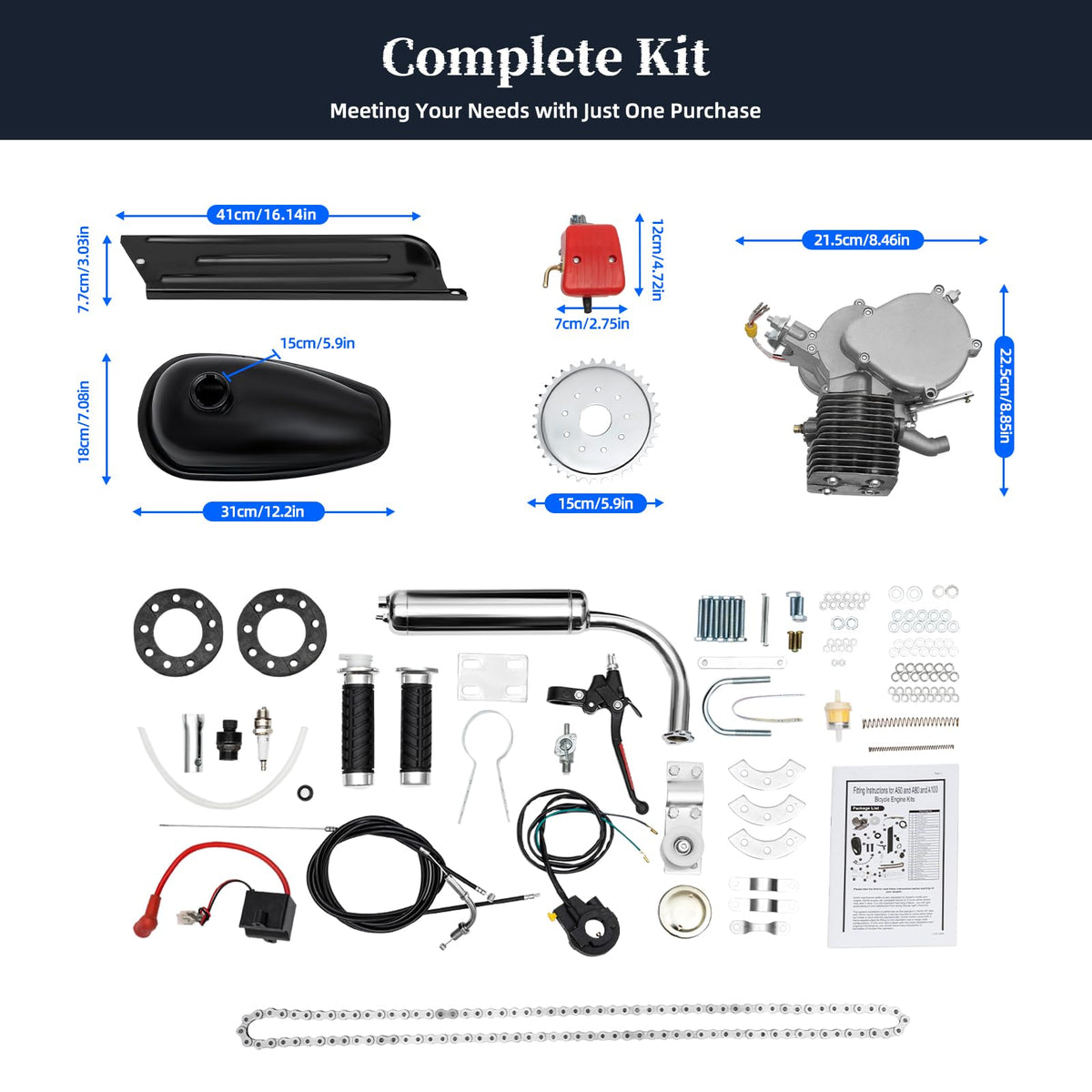100cc 2 Stroke Air-Cooling Bicycle Engine Kit Z337