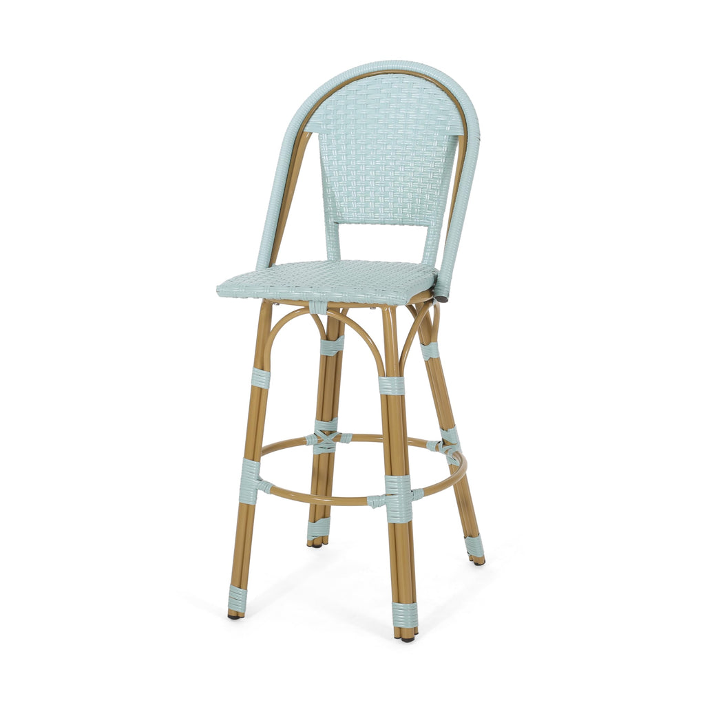 Light Teal PE Rattan Aluminum Bar Stools Set of 2 V76334