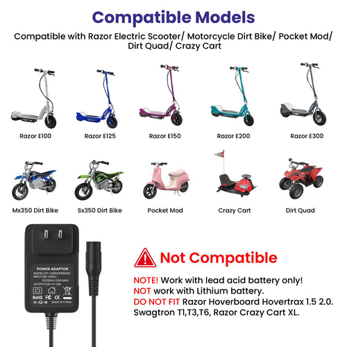 24V Electric Scooter Charger 3-Prong Inline Female Power Cord Z939412