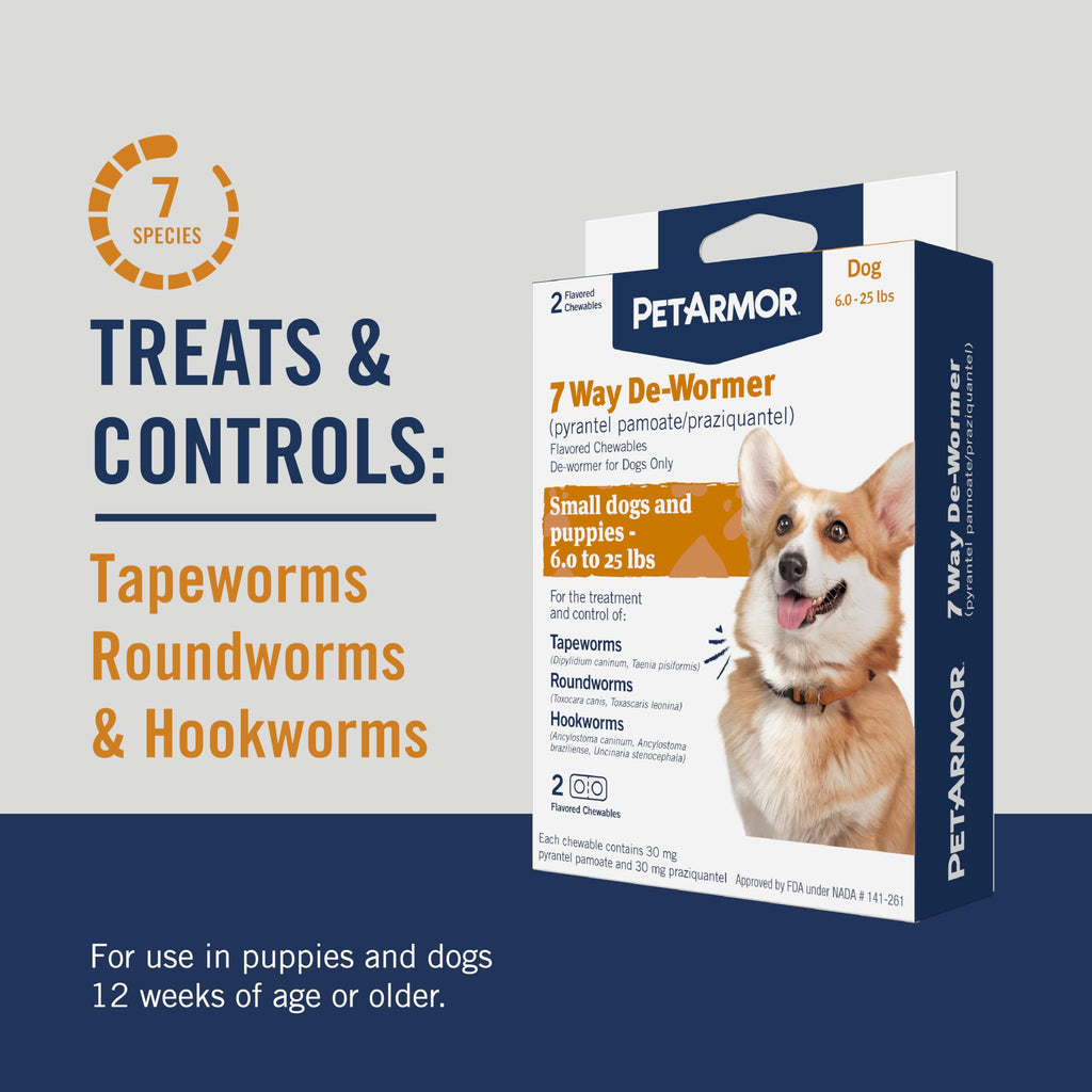 Dog Dewormer Small 6-25 lbs 2-Count Chewable P296958