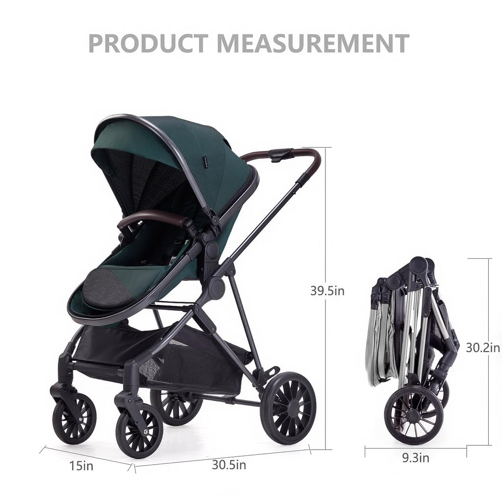 2 in 1 Convertible Reversible Seat Foldable Aluminum Alloy Stroller Q474816