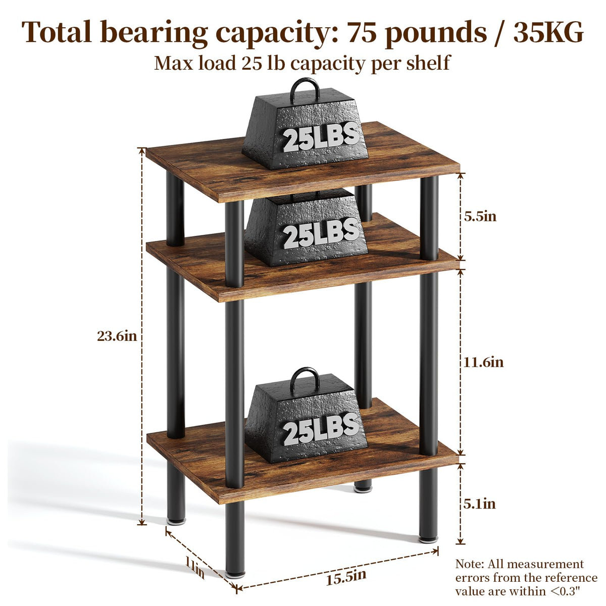 3-Tier Metal Side Table O7330