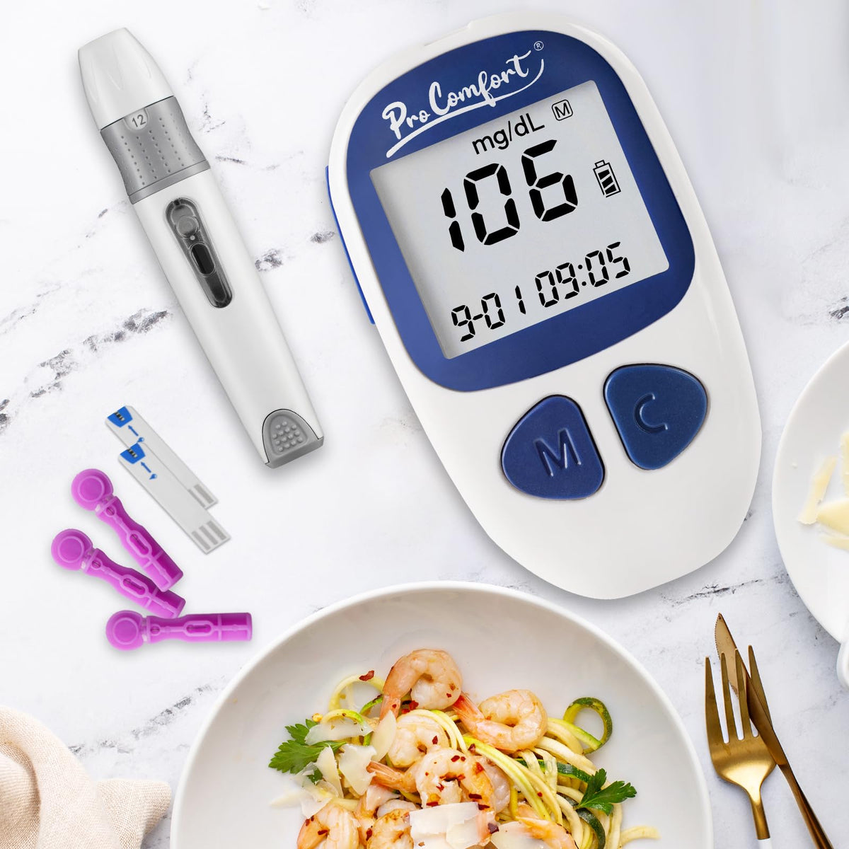 Blood Sugar Testing Kit with 100 Test Strips Lancing Device 100 Lancets Z917663