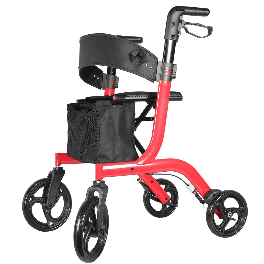 Foldable Rollator Walker with Seat, 19 lbs Lightweight, 10-Inch Wheels S57728