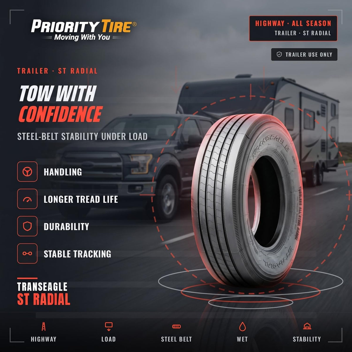 4 x All Season 12 Ply All Steel Tires W799555