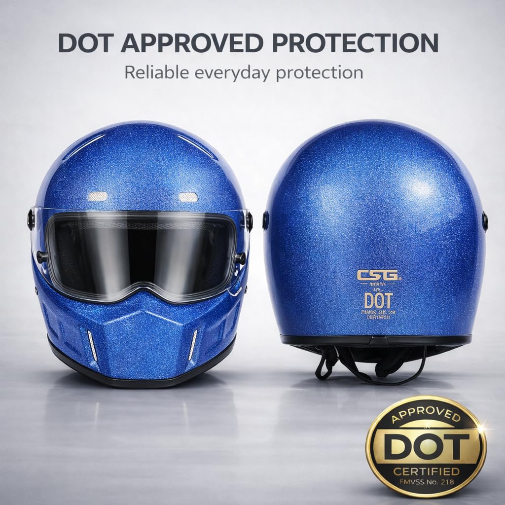 DOT Approved Fiberglass Full Face Motorcycle Helmet with Clear Visor S842