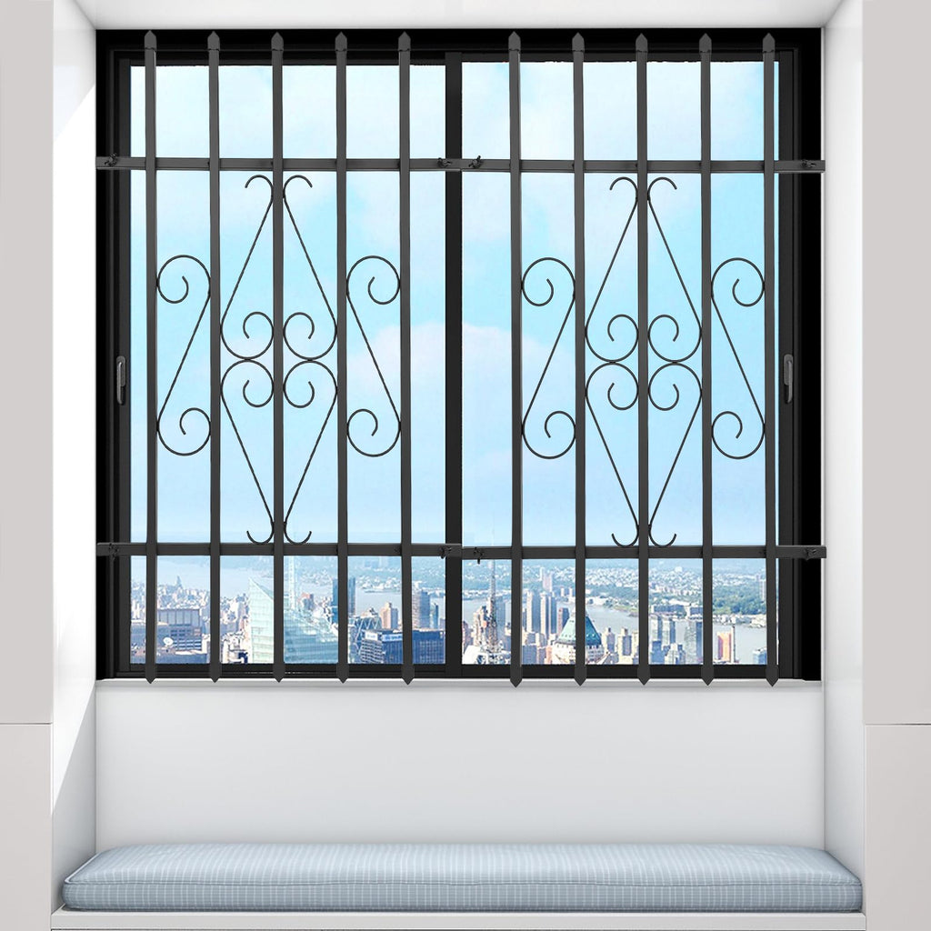 Black 24 x 36 Inch 2PCS Heavy Duty Window Security Bars P889
