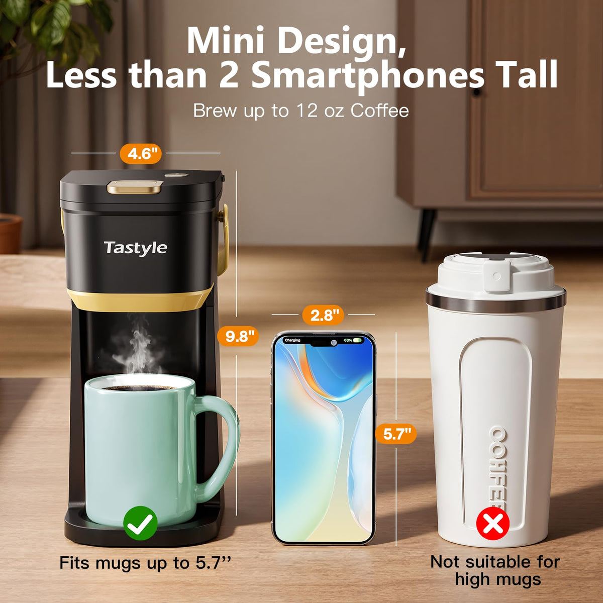 Mini Single Serve Coffee Maker with 30 Descaler Tablets Y432886
