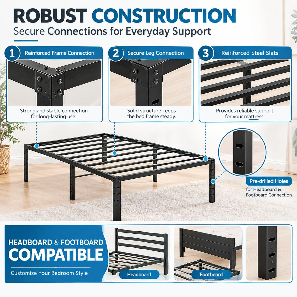 Queen Size Metal Platform Bed Frame D281911