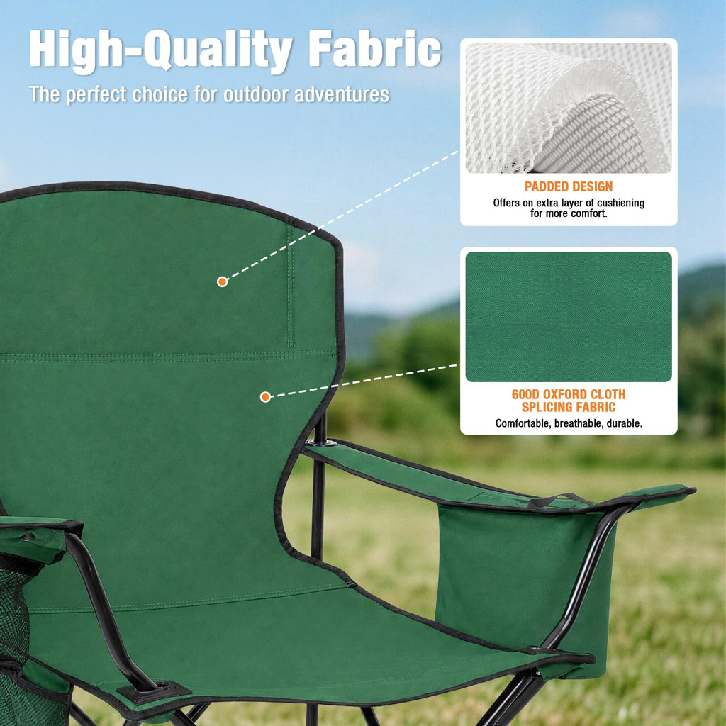 2 Pack Heavy Duty Folding Camping Chair with Cooler Bag K9754