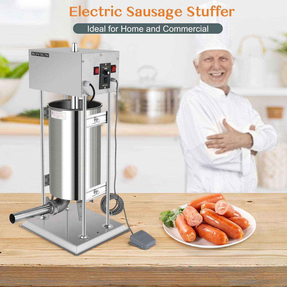 15L Electric Stainless Steel Sausage Stuffer with 5 Stuffing Tubes B1024