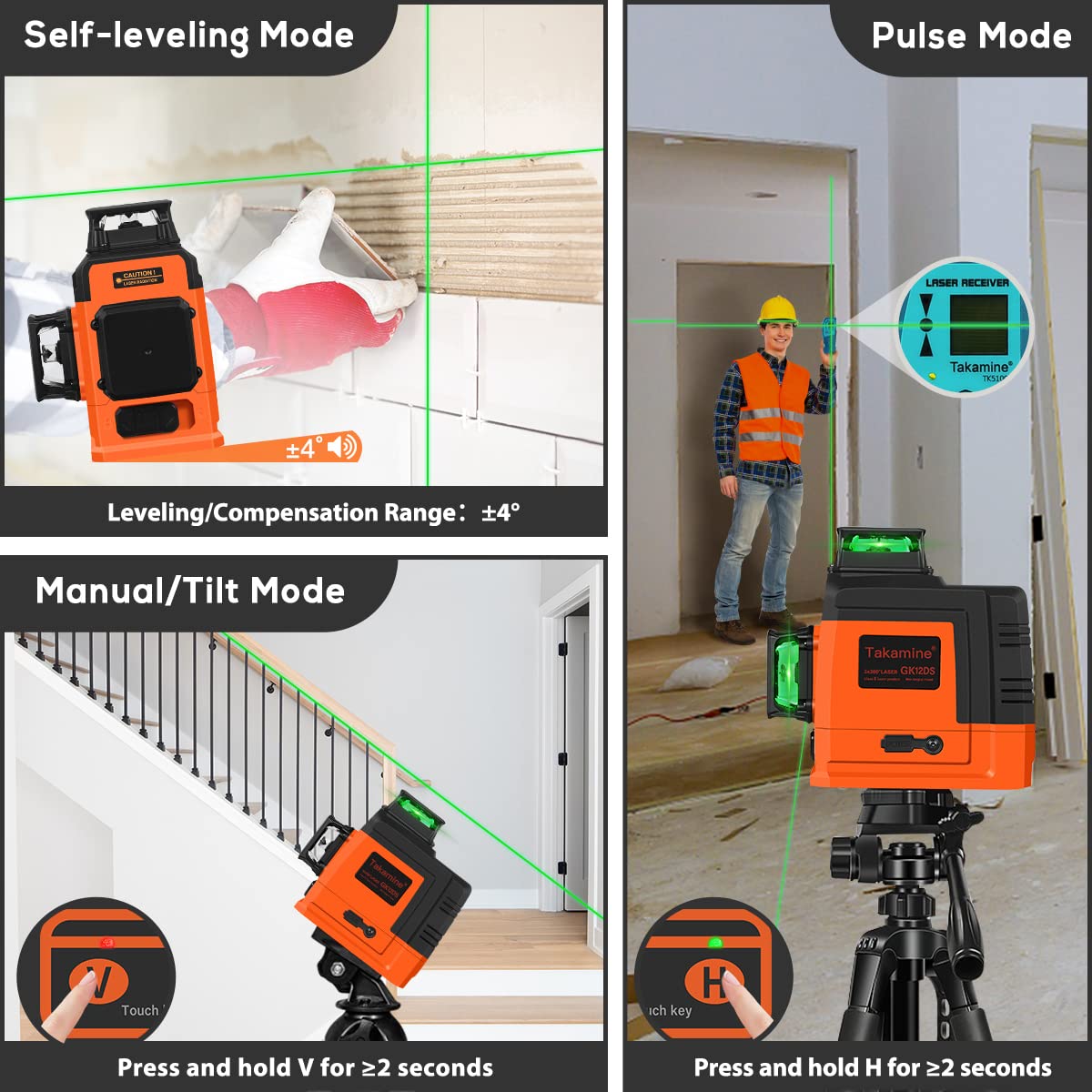 Self Leveling 3D Green Laser Level B780