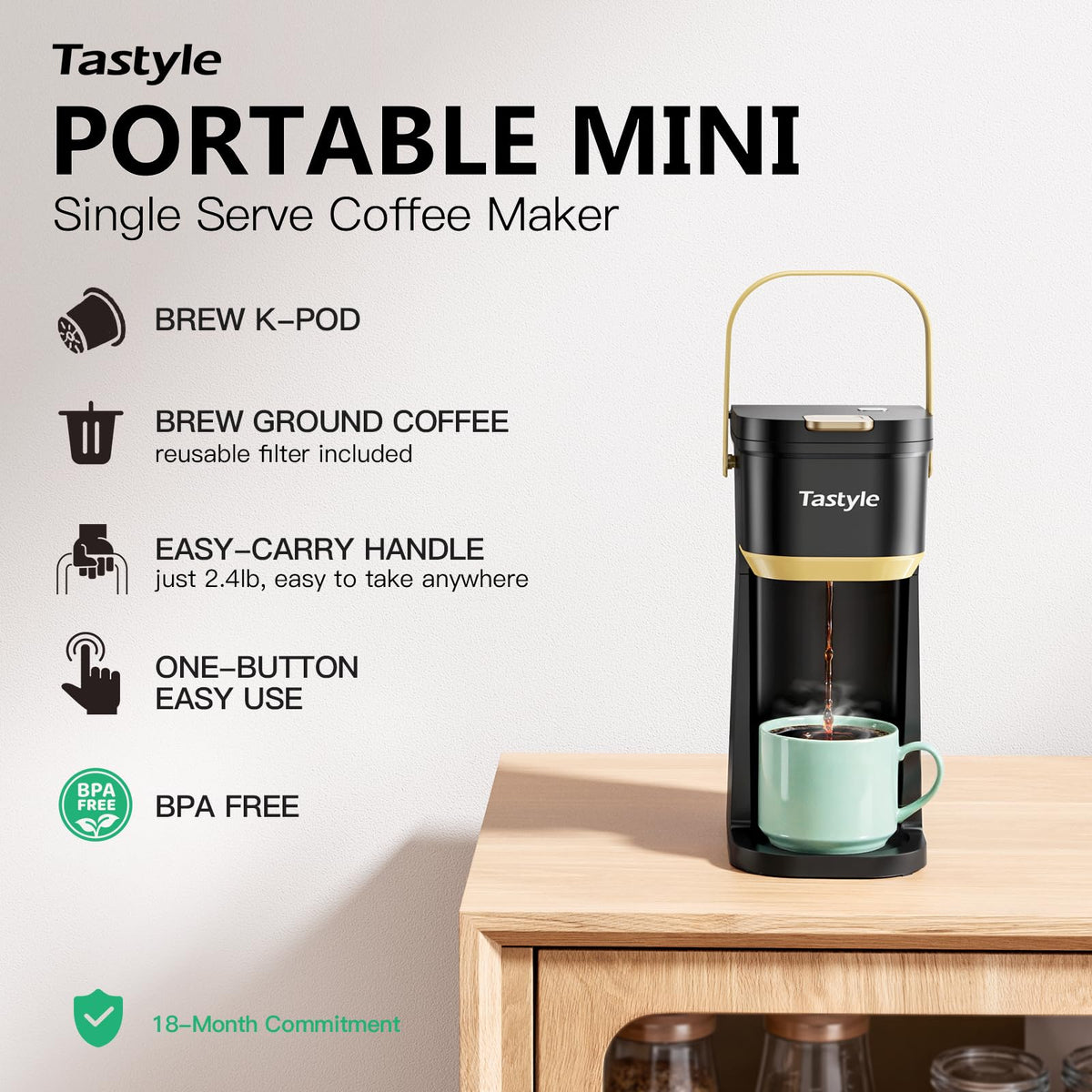 Mini Single Serve Coffee Maker with 30 Descaler Tablets Y432886