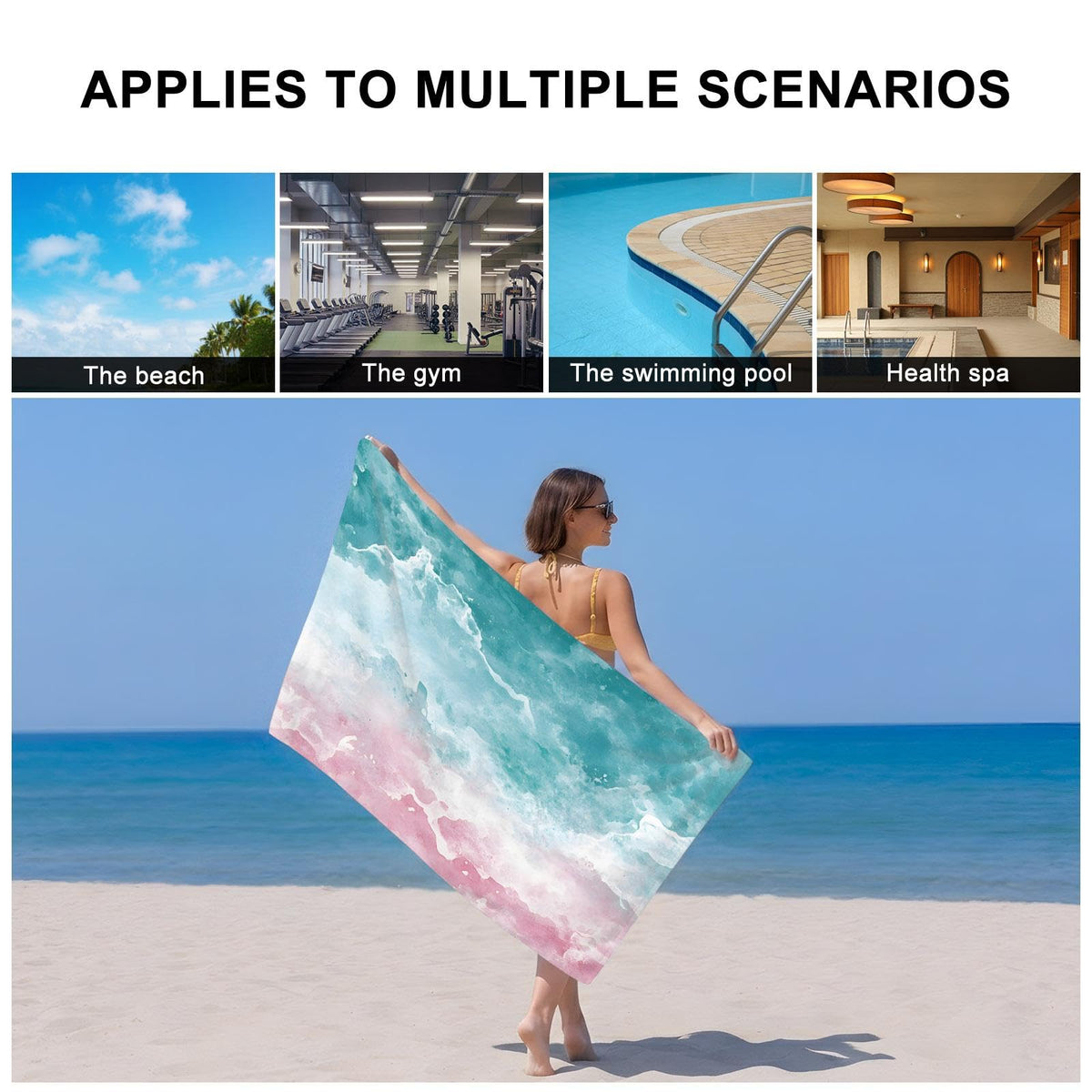 Teal Pink Gradient Cotton Towel Set 3 Pack N236