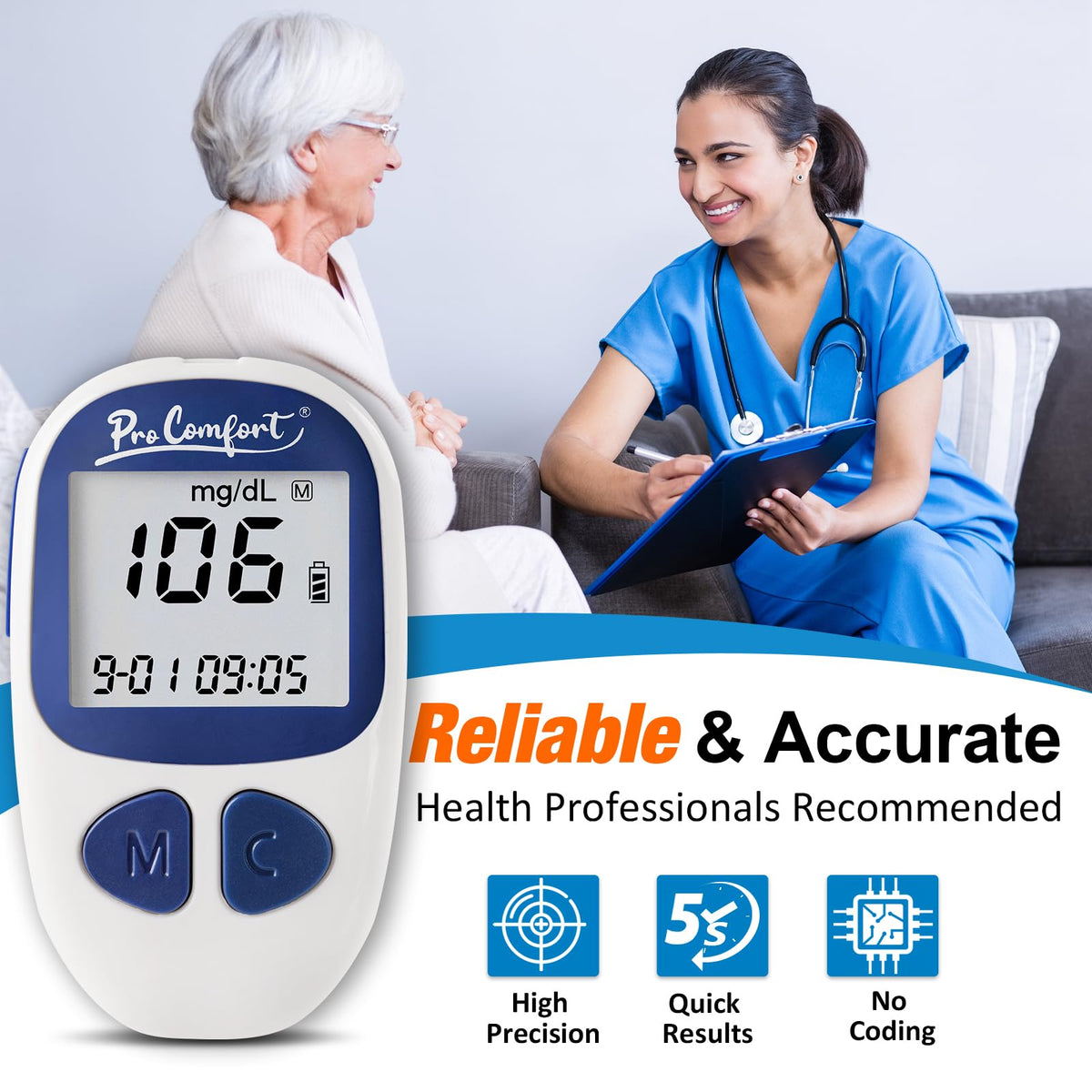 Blood Sugar Testing Kit with 100 Test Strips Lancing Device 100 Lancets Z917663