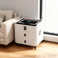 White Nightstand with Charging Station and LED Lights M426127