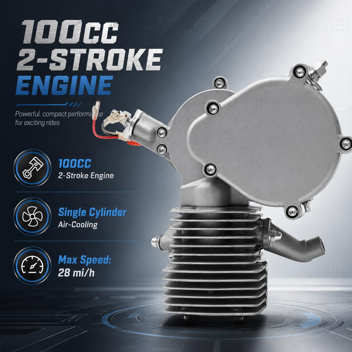 2-Stroke 100cc Gas Bicycle Engine Kit with 44 Tooth Sprocket E262
