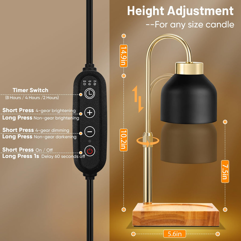 Adjustable Dimmable Electric Candle Warmer Lamp with Timer K9387