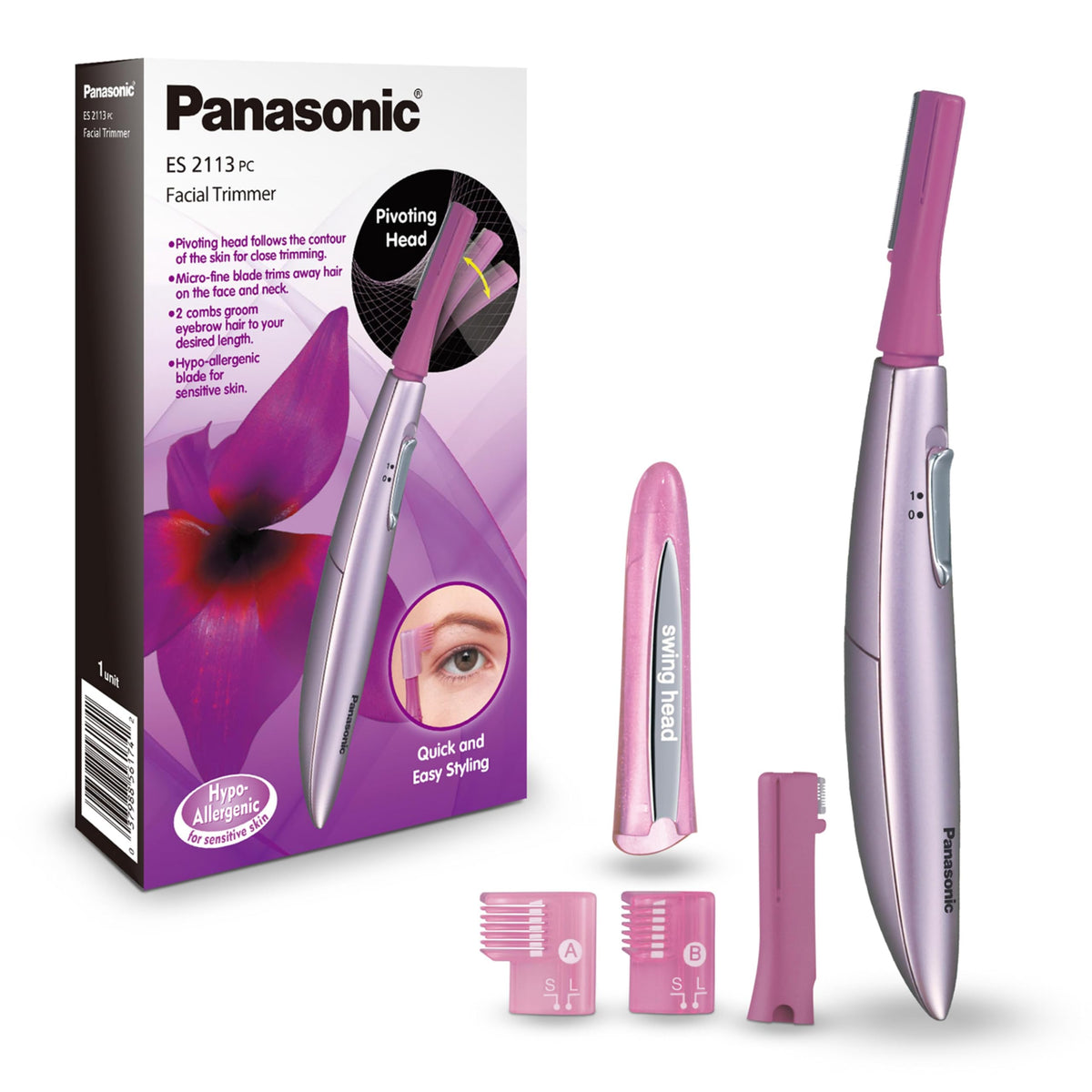 Women’s Facial Hair Remover and Eyebrow Trimmer with Pivoting Head B330701