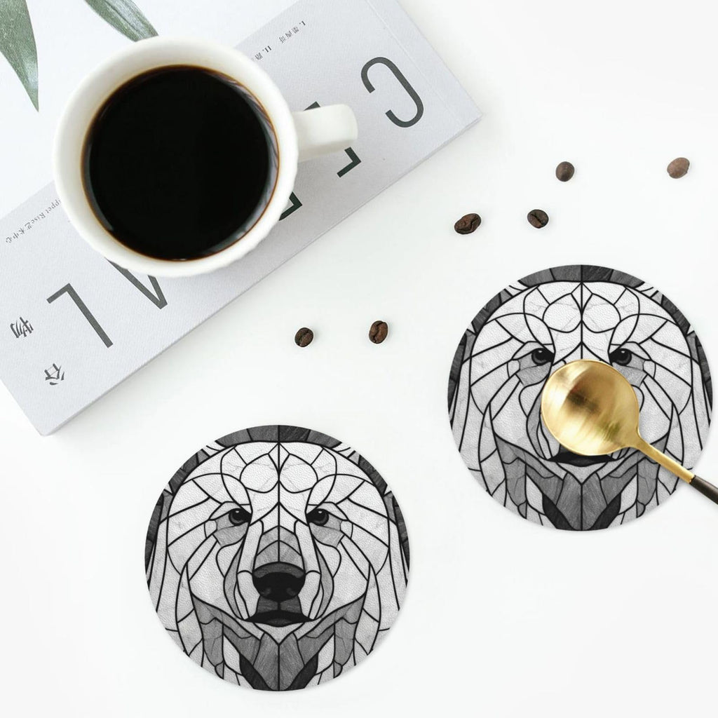 Black and White Bear Leather Coasters Set of 4 W8780