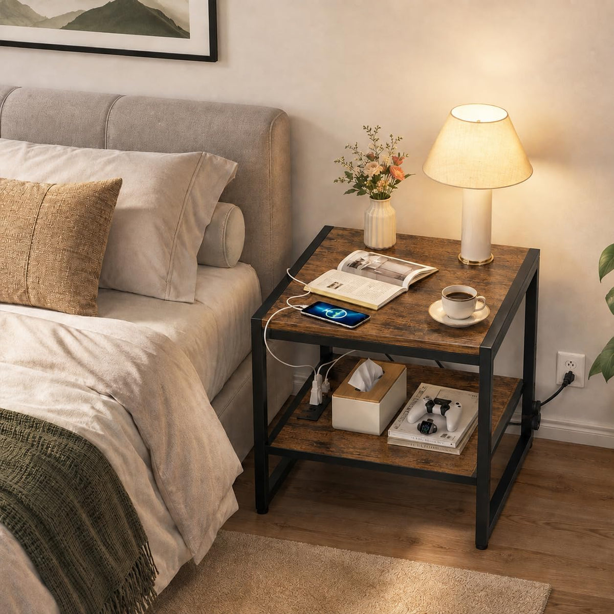 End Table with Charging Station, 2 Pack Q8422