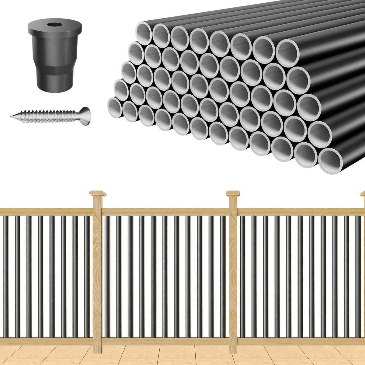 100 Pack 26" Black Aluminum Deck Balusters S6301