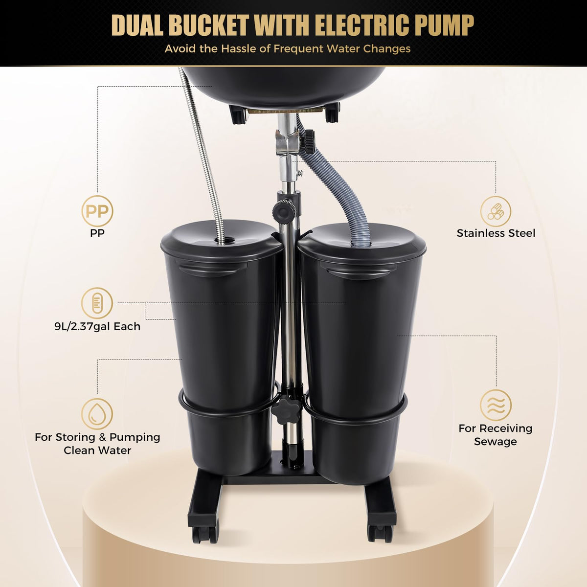 Portable Shampoo Bowl with Water Tank and Electric Pump L933303