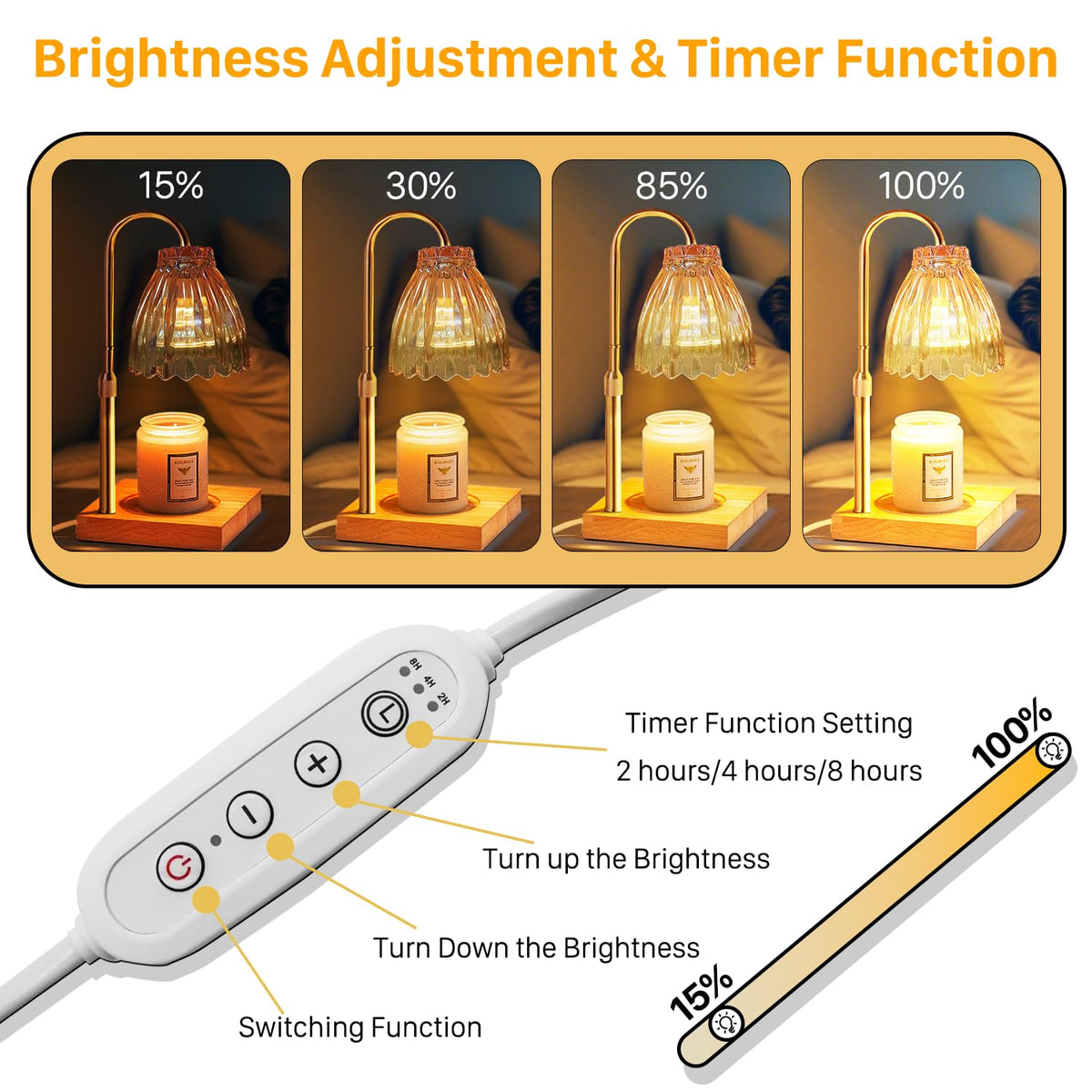 Dual Bulbs Dimmable Adjustable Height Candle Warmer N335017