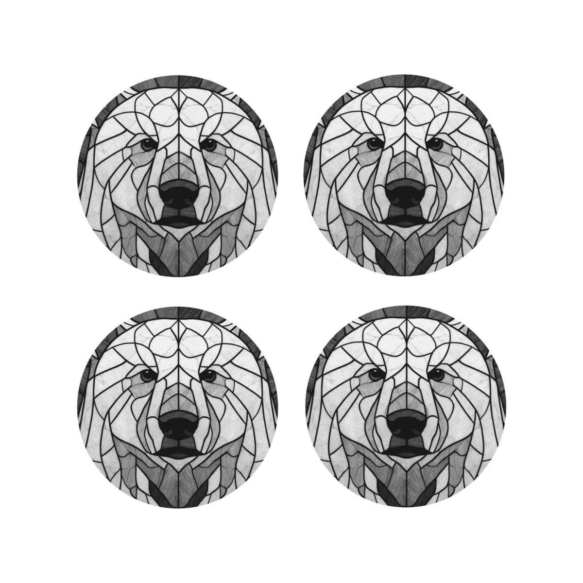 Black and White Bear Leather Coasters Set of 4 W8780