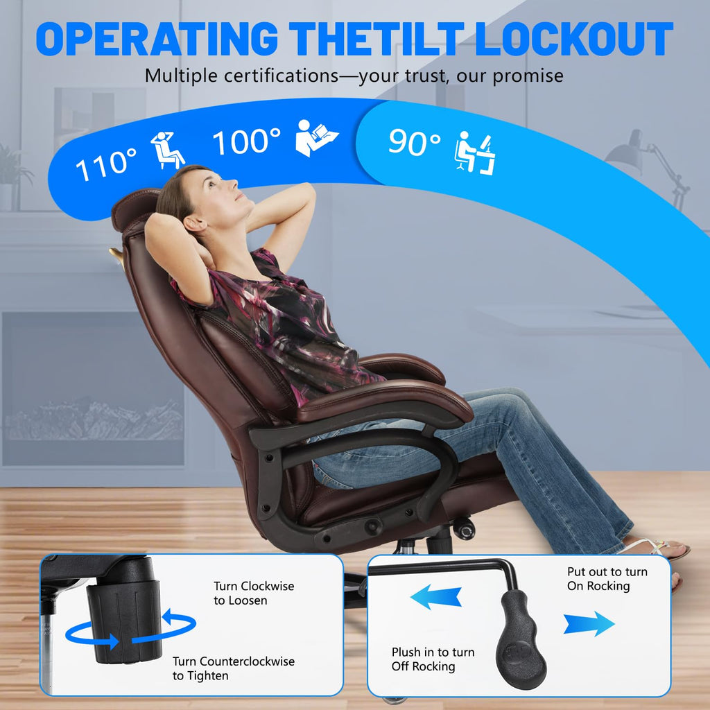 Big and Tall Office Chair with Adjustable Headrest H7304