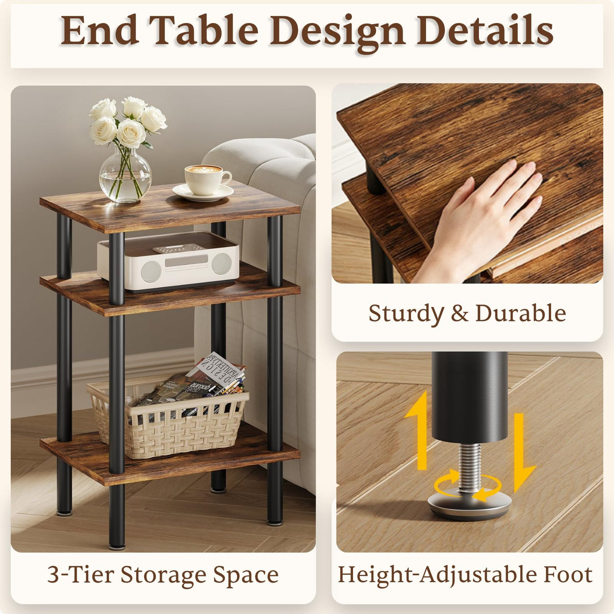 3-Tier Metal Side Table O7330