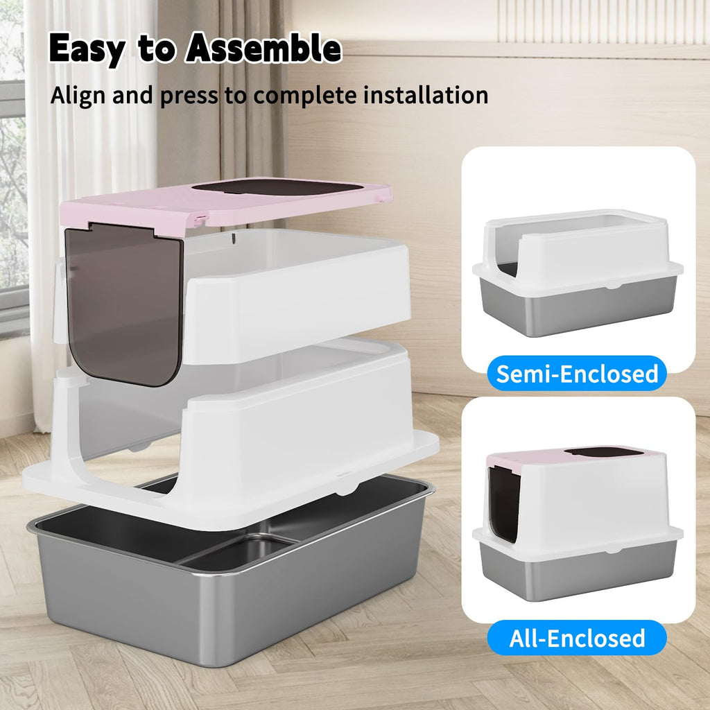 Stainless Enclosed High-Sided Covered Litter Box K651250
